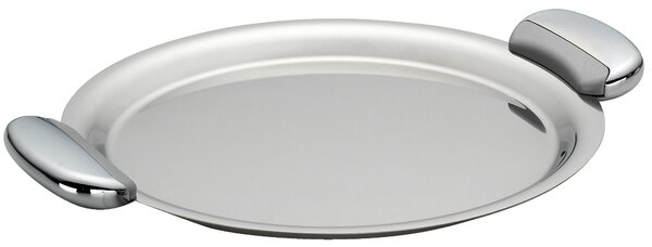 Vassoio Rotondo JOINT EME 30 cm in acciaio inox lucido con coperchio inox manicatura in metallo pressofuso finitura lucida e sabbiata