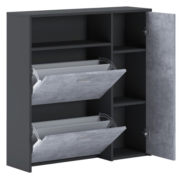 Mobile da ingresso Scultore, 92x27h94 cm, Antracite e Cemento