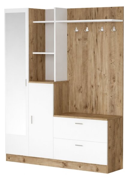 Mobile ingresso appendiabiti quercia e bianco 140x181h cm - Anumali