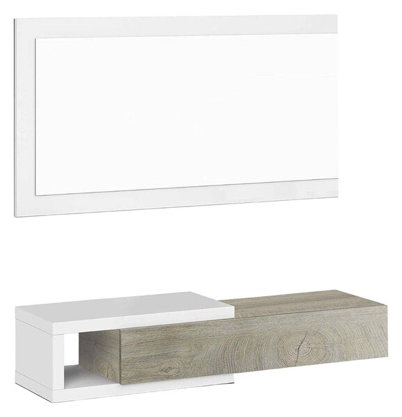 Mobile per ingresso piccolo sospeso bianco e rovere 95x19h cm - Arty