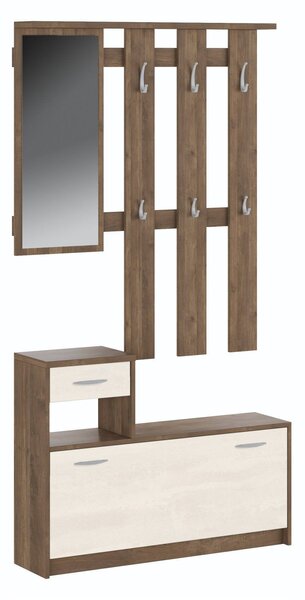 Mobile da ingresso sospeso con scarpiera bianco e quercia 100x190h cm - Garolfo