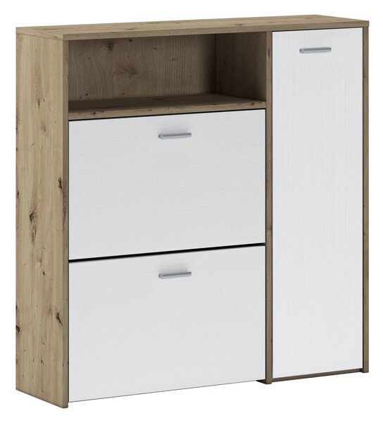 Mobile da ingresso da parete 3 ante rovere e bianco 91x94h cm - Scultore