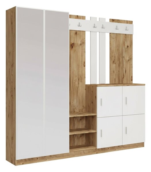 Mobile per ingresso 4 ante quercia e bianco 187x180h cm - Artin