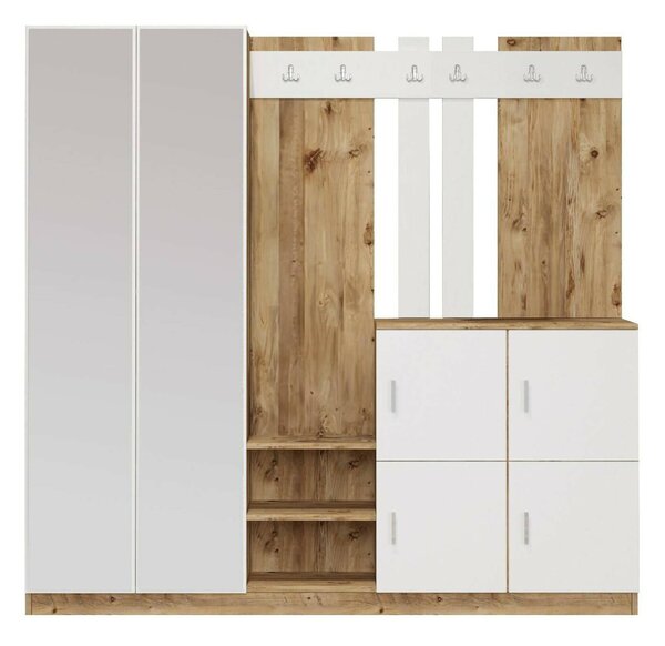 Mobile per ingresso 4 ante quercia e bianco 187x180h cm - Artin