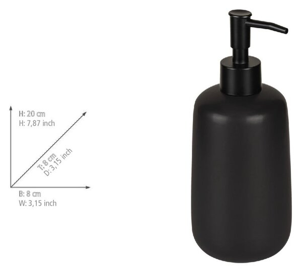 Dispenser per sapone nero opaco in ceramica 500 ml Olinda – Allstar