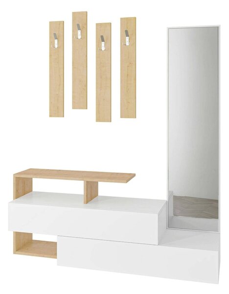 Mobile per ingresso sospeso 2 ante bianco e rovere 137x54h cm - Ascari