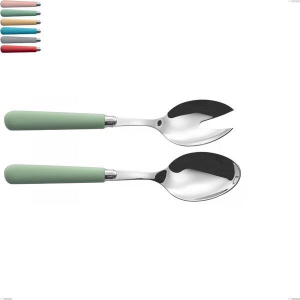 Coppia insalata macarons, Acciaio inox 18.10 lunghezza 234 mm manici in acrilico inox lucido