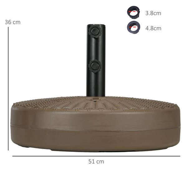 Outsunny Base per Ombrellone con 2 Manopole Incorporate, in HDPE e Acciaio, Ø51x36 cm, Marrone e Nero