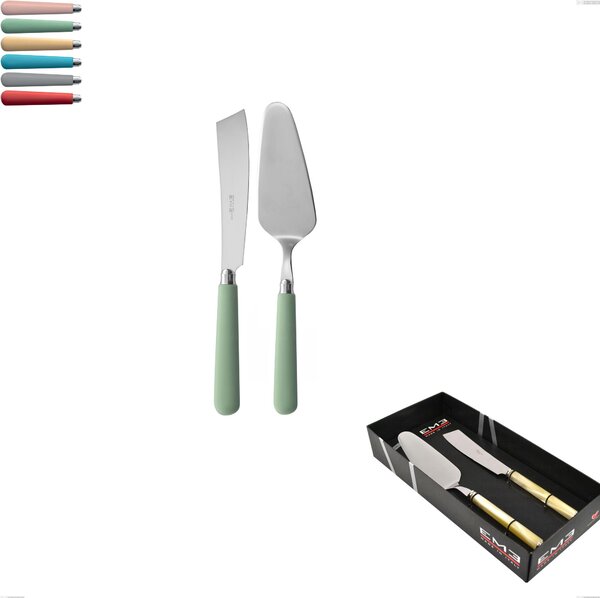 Confezione vetrina 2 pezzi,paletta pi� coltello dolce da servizio macarons, Acciaio inox 18.10 manici in acrilico inox lucido