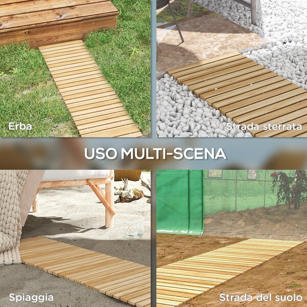 Outsunny Passerella per Giardino, Vialetto in Legno di Abete Arrotolabile, 120x38 cm | Aosom Italy