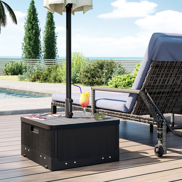 Outsunny Base per Ombrellone 3-in-1 Riempibile Multiuso Tavolino da Caffè e Fioriera, Nero | Aosom Italy