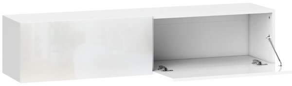 HOMCOM Mobile TV Sospeso per Televisori da 45"-55"-65" con 2 Armadietti e Ante a Ribalta, 140x33x29.8 cm, Bianco | Aosom Italy