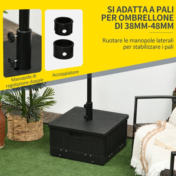 Outsunny Base per Ombrellone 3-in-1 Riempibile Multiuso Tavolino da Caffè e Fioriera, Nero | Aosom Italy