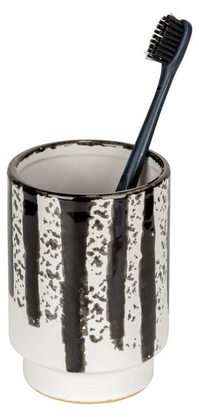 Portaspazzolino bianco e nero in ceramica Subiza – Wenko