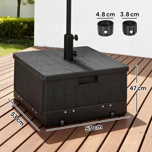 Outsunny Base per Ombrellone 3-in-1 Riempibile Multiuso Tavolino da Caffè e Fioriera, Nero | Aosom Italy