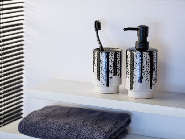 Dispenser per sapone bianco e nero in ceramica 340 ml Subiza – Wenko
