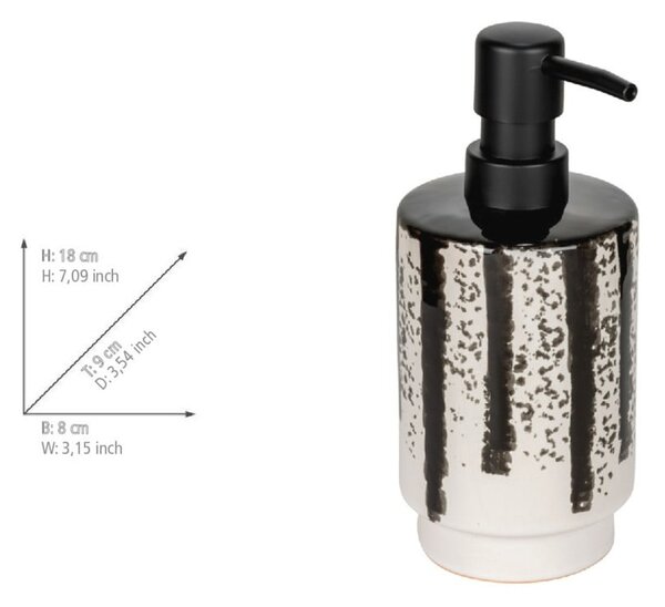 Dispenser per sapone bianco e nero in ceramica 340 ml Subiza – Wenko