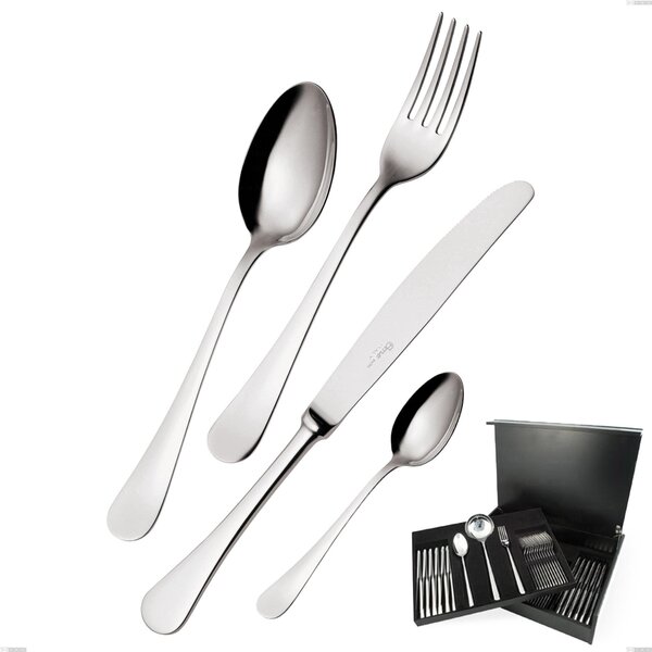 Servizio di posate 75 pezzi in astuccio di legno coltello economico Milano inox 18/10 , Acciaio inox 18/10 (AISI304) lucido a specchio, spessore 2,5 mm