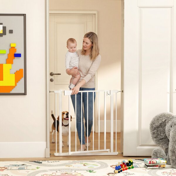 PawHut Cancellino di Sicurezza per Bambini e Animali, Chiusura Automatica e Montaggio a Pressione, 76-82x76 cm, Bianco | Aosom Italy