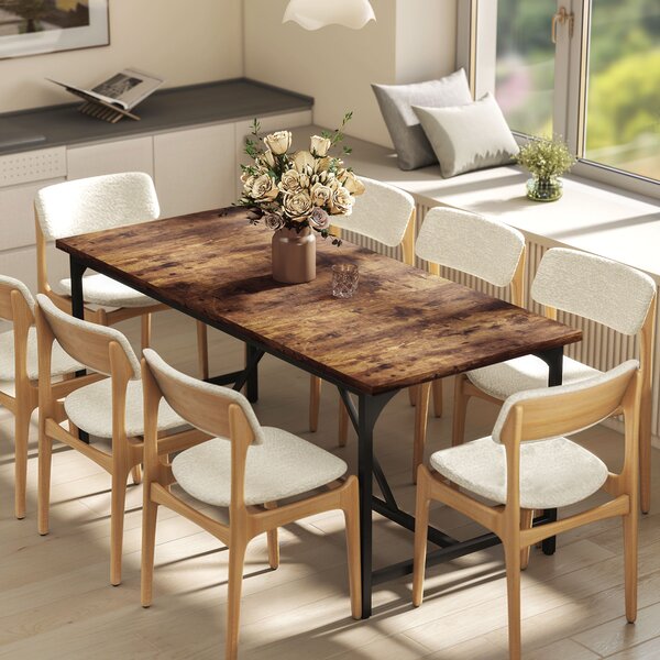 HOMCOM Tavolo da Pranzo Rettangolare per 6-8 Persone Stile Industriale con Gambe di Metallo 180x80x75,5 cm Marrone Rustico | Aosom Italy