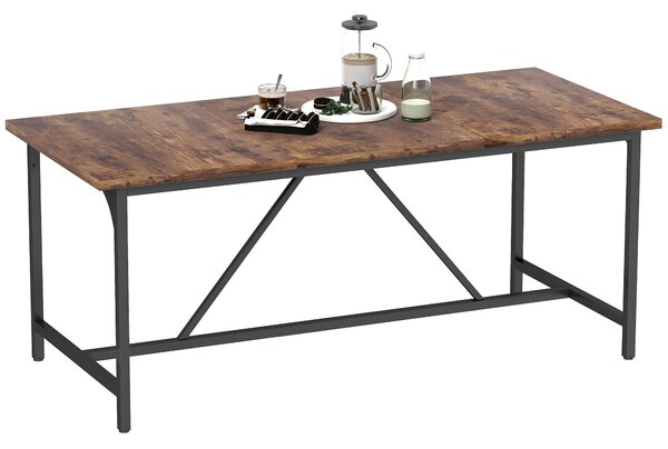 HOMCOM Tavolo da Pranzo Rettangolare per 6-8 Persone Stile Industriale con Gambe di Metallo 180x80x75,5 cm Marrone Rustico | Aosom Italy