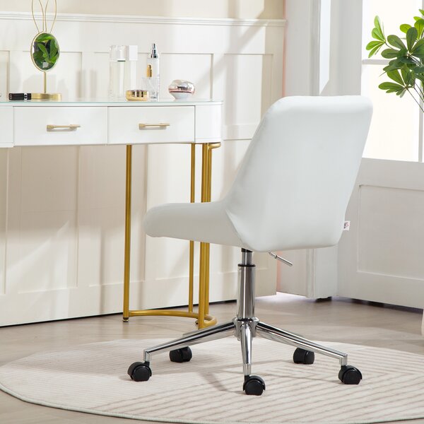 HOMCOM Mobiletto da ufficio su ruote in legno con 5 cassetti, maniglie incassate, 50 x 40 x 74,5 cm, bianco | Aosom Italy