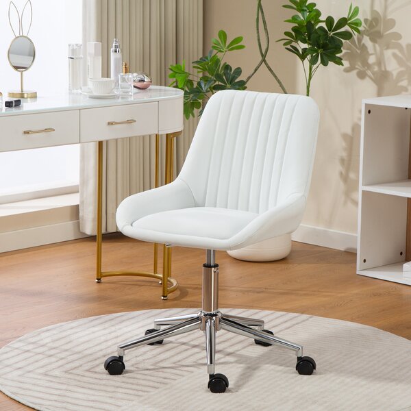 HOMCOM Mobiletto da ufficio su ruote in legno con 5 cassetti, maniglie incassate, 50 x 40 x 74,5 cm, bianco | Aosom Italy