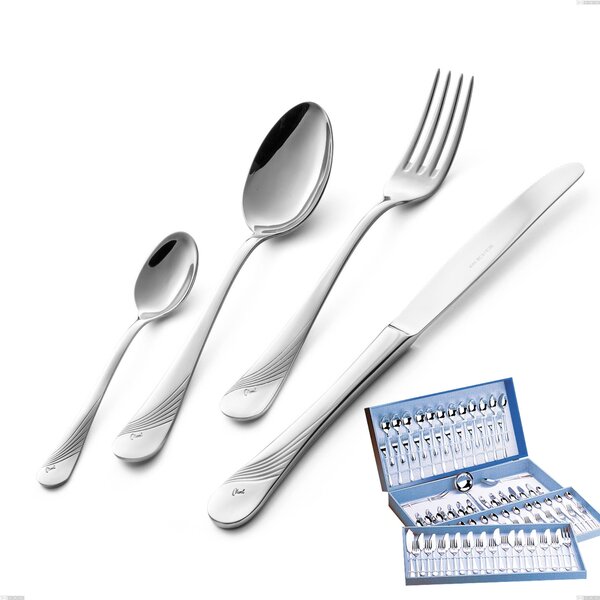 Servizio di posate 113 pezzi in astuccio regalo Milano Inciso , 18/10 (AISI304) acciaio inox Lucido , spessore 2,5 mm