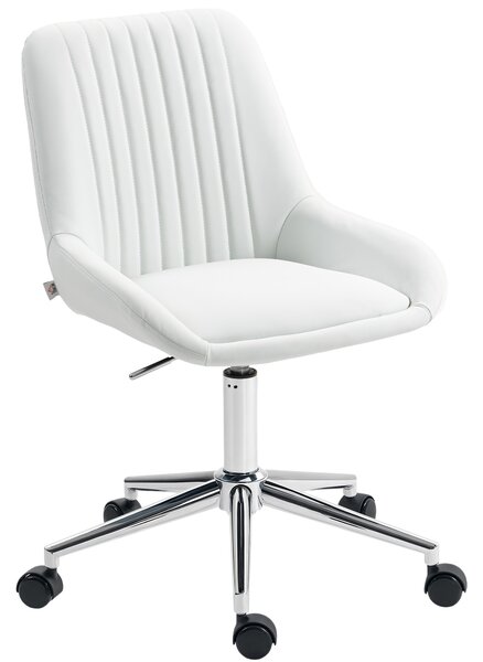 HOMCOM Mobiletto da ufficio su ruote in legno con 5 cassetti, maniglie incassate, 50 x 40 x 74,5 cm, bianco | Aosom Italy