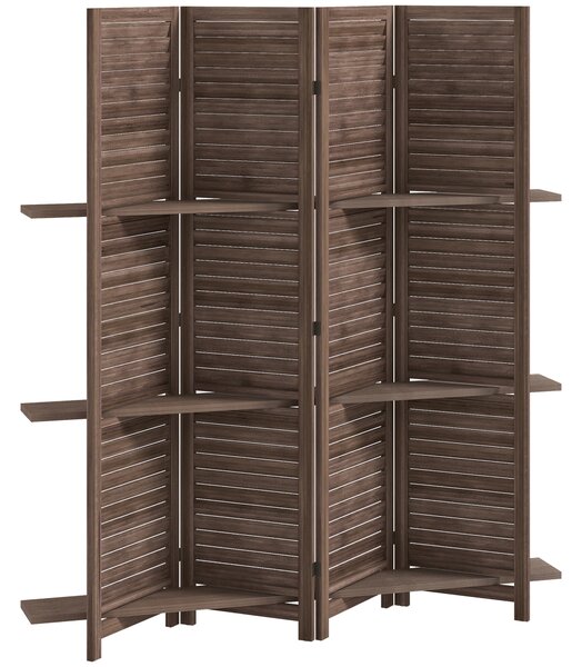 HOMCOM Paravento da interno in legno con 4 pannelli, Pieghevole, 160 x 170 cm, Noce | Aosom Italy