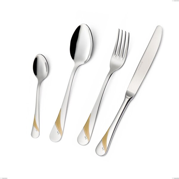 Forchetta pesce Milano Inciso Oro , 18/10 (AISI304) finitura inox lucido e oro Acciaio lucido e oro , spessore 2,5 mm mm, lunghezza 184 mm