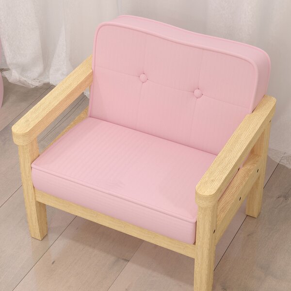AIYAPLAY Poltrona per Bambini con Tessuto Morbido di Velluto e Struttura in Legno Seduta e Schienale Imbottiti 46,5x44x45 cm Rosa | Aosom Italy