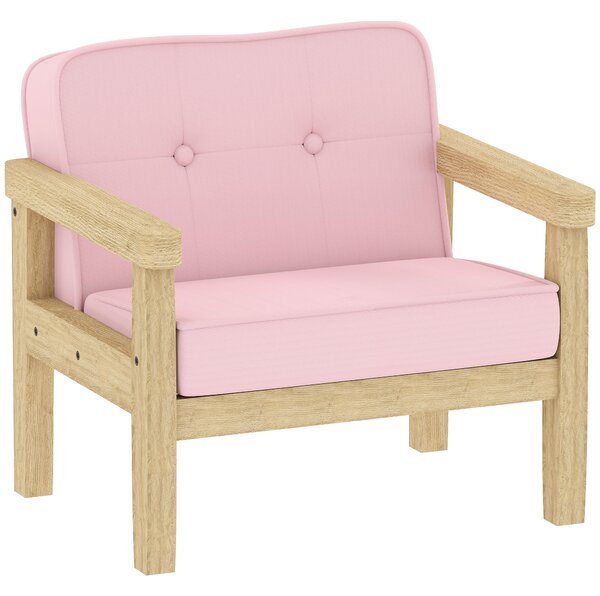 AIYAPLAY Poltrona per Bambini con Tessuto Morbido di Velluto e Struttura in Legno Seduta e Schienale Imbottiti 46,5x44x45 cm Rosa | Aosom Italy