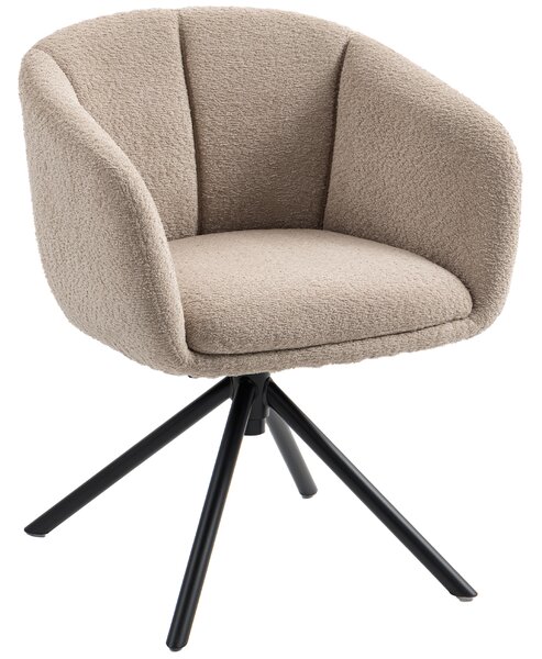HOMCOM Poltrona Imbottita con Comoda Seduta, Girevole, Rivestimento Morbido, Fino a 120 kg, Marrone Chiaro | Aosom Italy