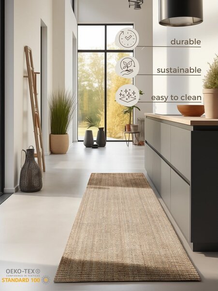 Passatoia di colore naturale in iuta 80x200 cm Bouclé – Hanse Home