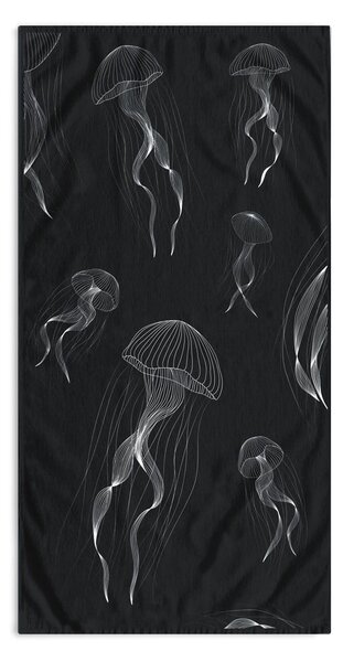 Telo mare bianco e nero 90x180 cm Jellyfish - DecoKing