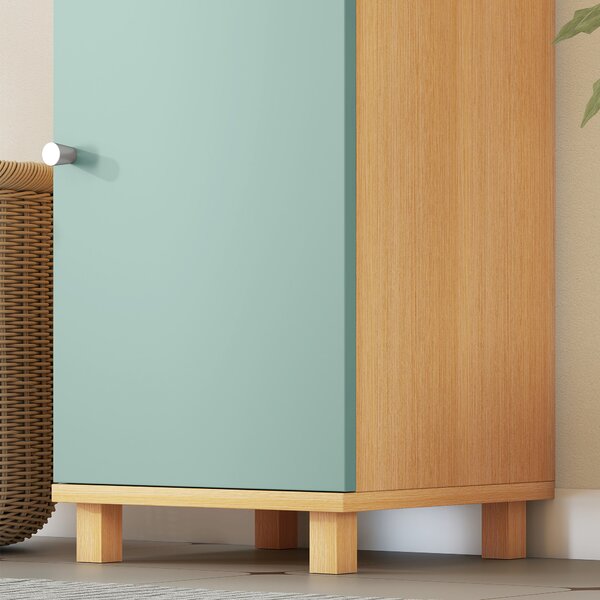 HOMCOM Mobiletto da bagno con 2 ante e 2 scomparti aperti, ripiani regolabili, 30 x 30 x 166 cm, Verde | Aosom Italy
