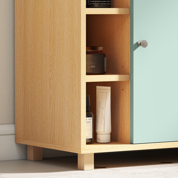 HOMCOM Mobile sottolavabo con 6 scaffali aperti e porta a chiusura ammortizzata, 60 x 33 x 57 cm, Verde | Aosom Italy