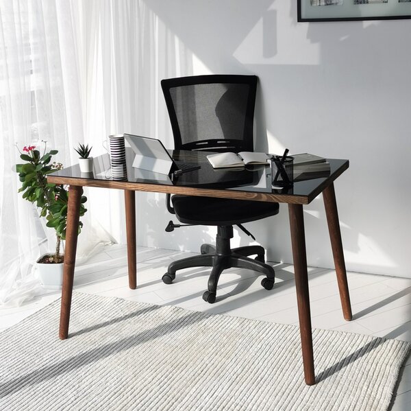 Skye Decor, Cozy- Cozy Çalma Masas Ahap Temperli Cam NOS, colore noce, tavolini, 73x110x60 cm, 100% legno di pino massiccio