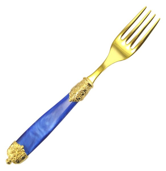 Forchetta da tavola Mirage in Ghiere oro Tin Gold 18.10 (AISI 304) manico perlato doppia ghiera lavabili in lavastoviglie Blu Perlato