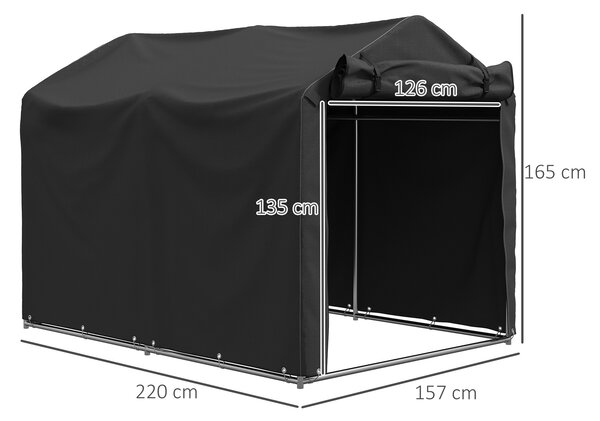 Outsunny Tenda Garage per Auto, resistente all'acqua e ai raggi UV, con porta, 220 x 157 x 165 cm, Nero | Aosom Italy