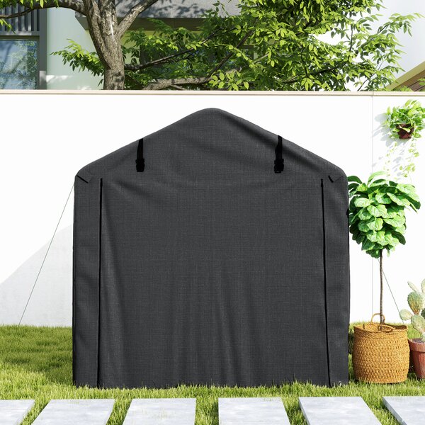Outsunny Tenda Garage per Auto, resistente all'acqua e ai raggi UV, con porta, 220 x 157 x 165 cm, Nero | Aosom Italy