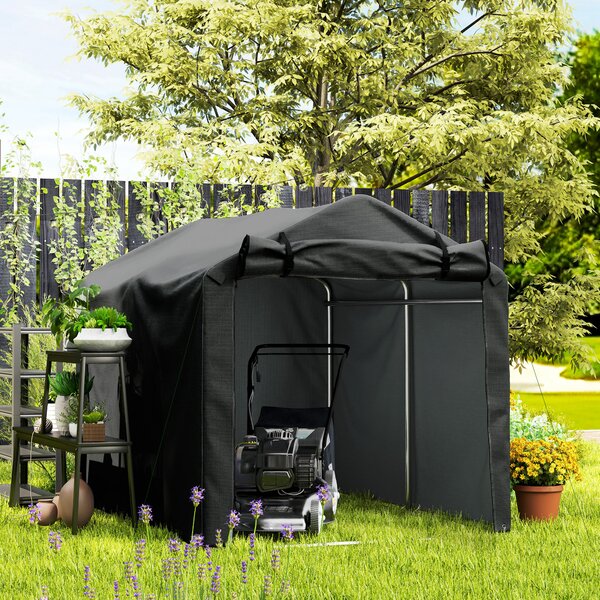Outsunny Tenda Garage per Auto, resistente all'acqua e ai raggi UV, con porta, 220 x 157 x 165 cm, Nero | Aosom Italy
