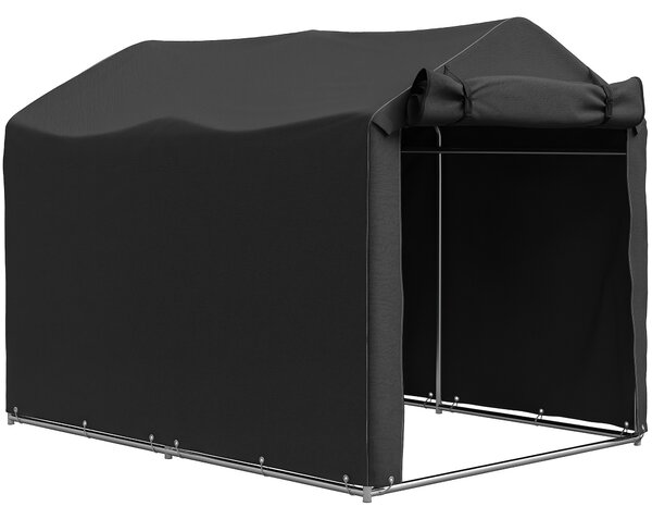 Outsunny Tenda Garage per Auto, resistente all'acqua e ai raggi UV, con porta, 220 x 157 x 165 cm, Nero | Aosom Italy