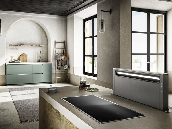 Elica Cappa Cucina Aspirante da Incasso Downdraft Semintegrata 90 cm colore Grigio - PRF0162869