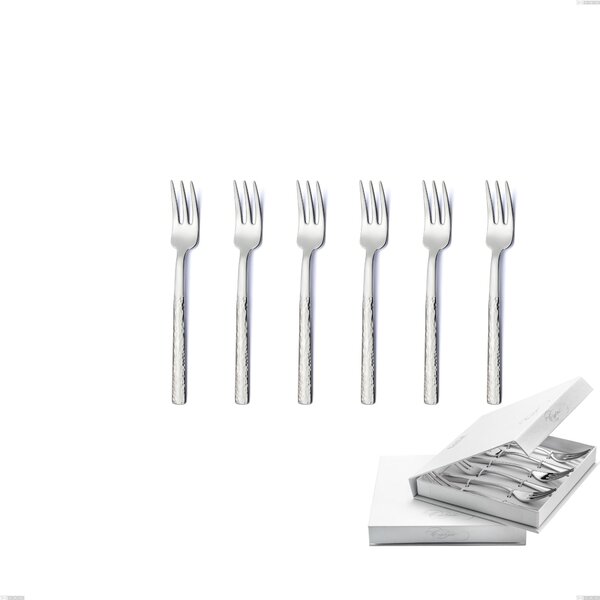 Confezione a libro 6 pezzi forchette dolce Marte, Acciaio inox 18/10 (AISI304), Lavorazione martellata spessore 2.5 mm