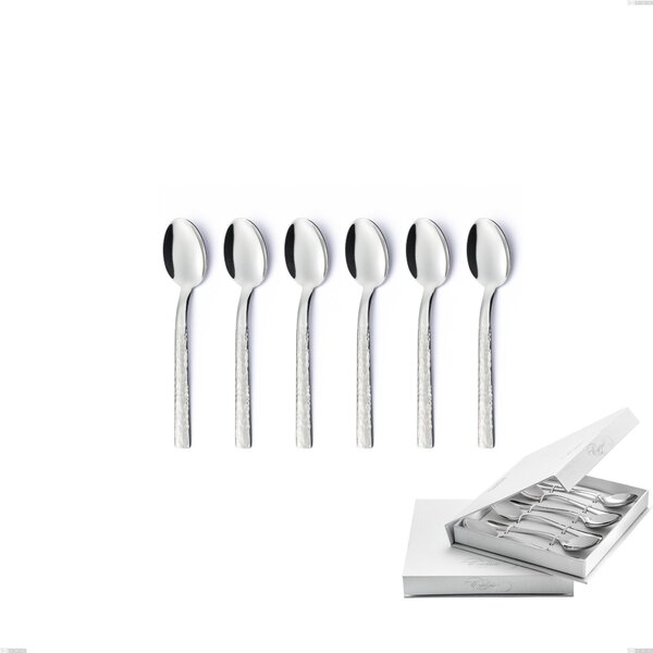 Confezione a libro 6 pezzi cucchiaini caff� Marte, Acciaio inox 18/10 (AISI304),Lavorazione martellata spessore 2.5 mm