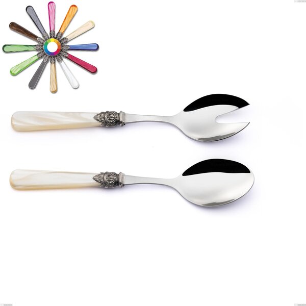 Coppia insalata Napoleon Perlato, (acciaio 18.10 aisi304), Lunghezza 236 mm manici in metacrilato