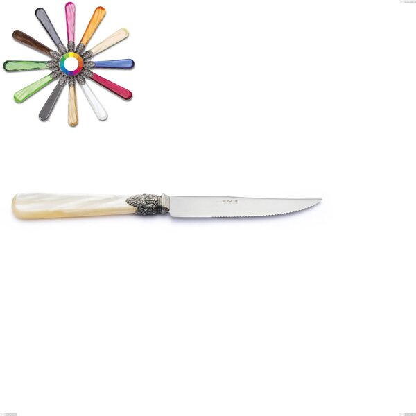 Coltello bistecca Napoleon Perlato, (acciaio 18.10 aisi304), Lunghezza 221 mm manici in metacrilato