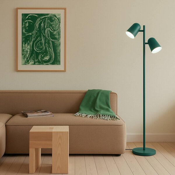 Lampada da terra Isara Lindby, Verde, Soggiorno / Sala da pranzo, Metallo, Moderno, Lampada da terra